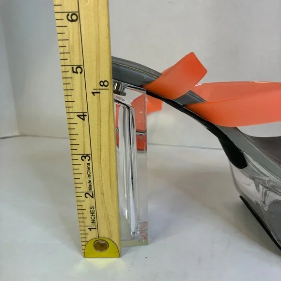 Dolls Kill Darker Wavs Coral Orange Clear Platform Sandals DW20-656 Womens 8M - Picture 15 of 16